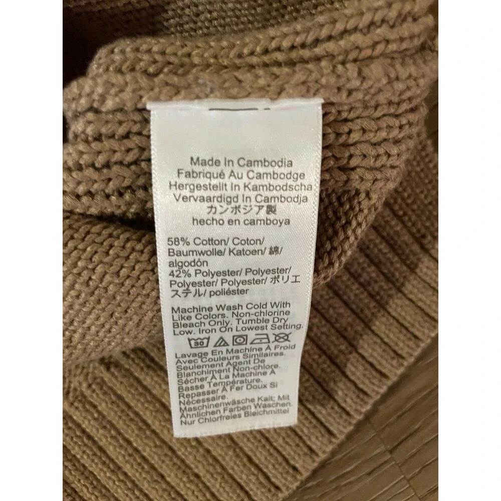 J.CREW Women's XL Brown Knit V-Neck Button Front Raglan Long Sleeve Cardigan